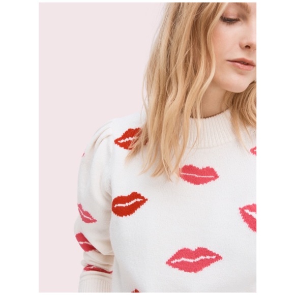 Kate Spade Kiss Lips Mockneck Sweater 